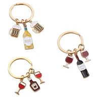 keychain beer key ring beer cup red wine key chain bar souvenir gift for women men handbag accessorie car hanging jewelry