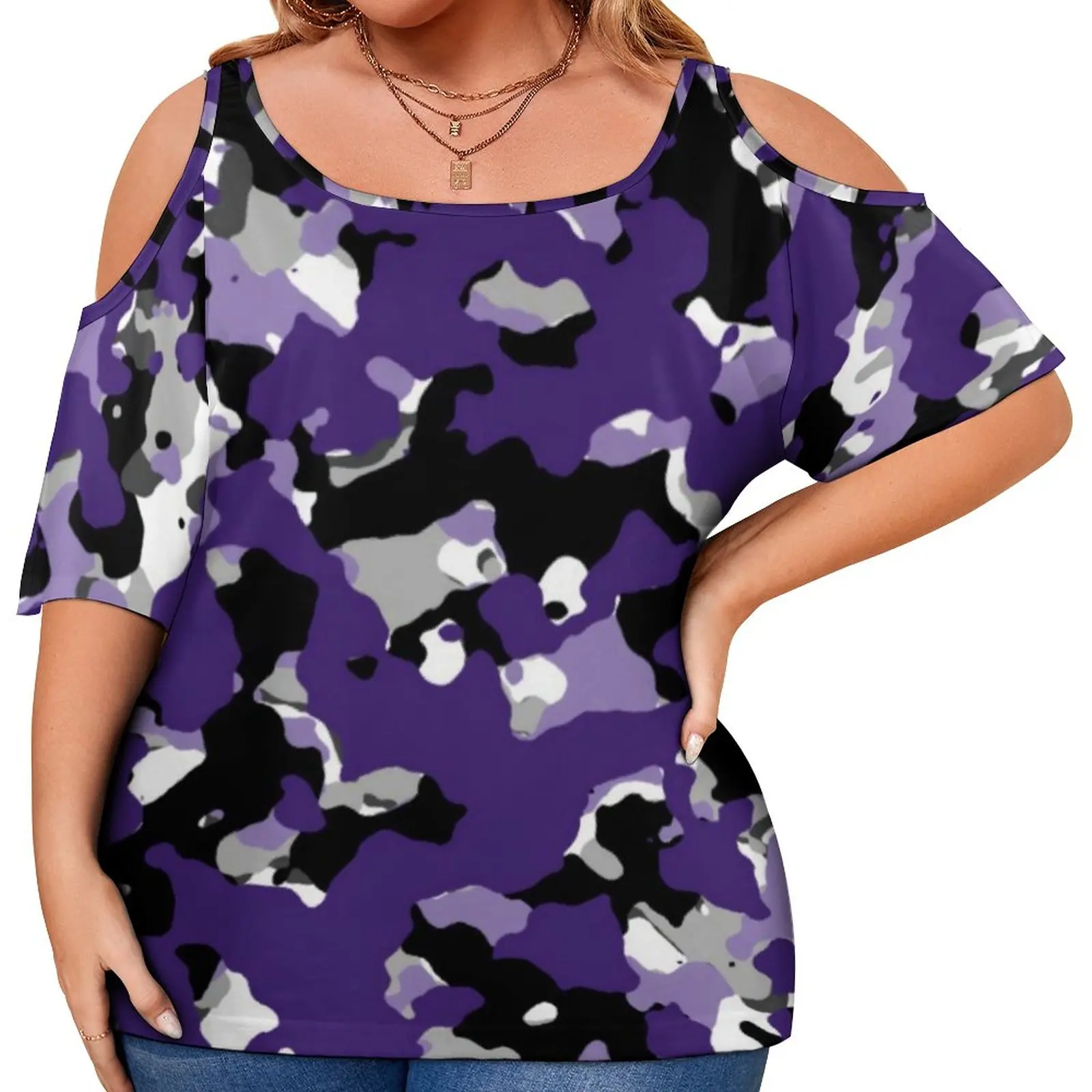 

Colorful Camouflage T-Shirt Purple Black Camo Print Funny T Shirts Short Sleeve Casual Tee Shirt Sexy Top Tees Plus Size 4XL 5XL