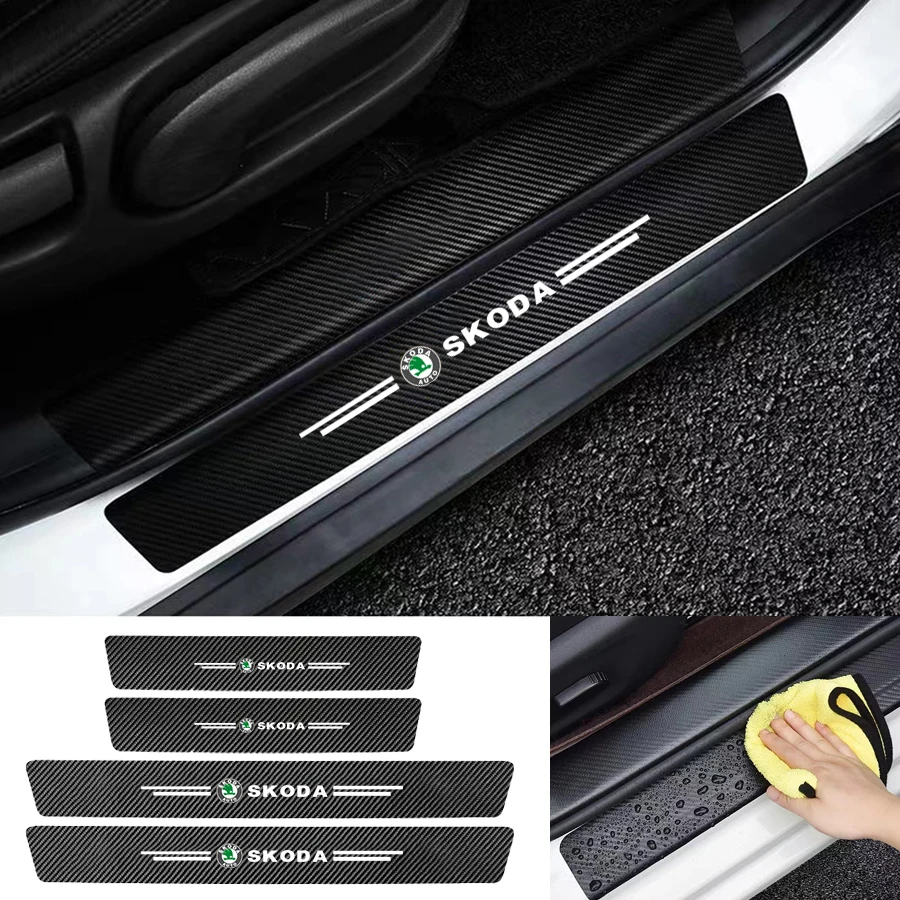 

Car Door Sill Anti-stomping Protection Carbon Fiber Welcome Pedal Accessories For Skoda Octavia Fabia Rapid Yeti Superb a5 a7