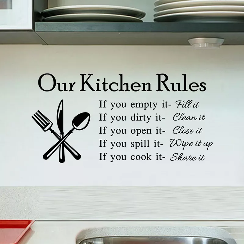 

Kitchen Wall Stickers Vinyl Wall Decals for Kitchen English Quote Home Decor Art Decorative Stickers PVC Dining Room For Bar PVC