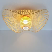 asia style handmade bamboo rattan ceiling lights hotel project coffee shop ceiling lampshade home decorative ceiling lamp