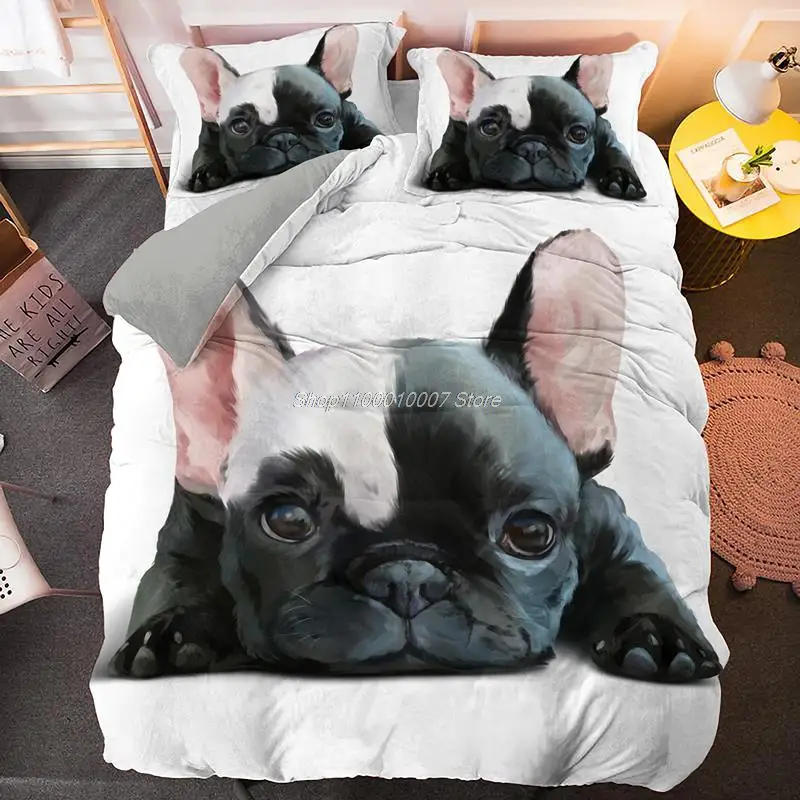 

Lovely Pug Dog Duvet Cover Set Pillowcase Cartoon Luxury Pet Animal Bedding Sets Bed Linen 2/3pcs Queen King Size Home Textile