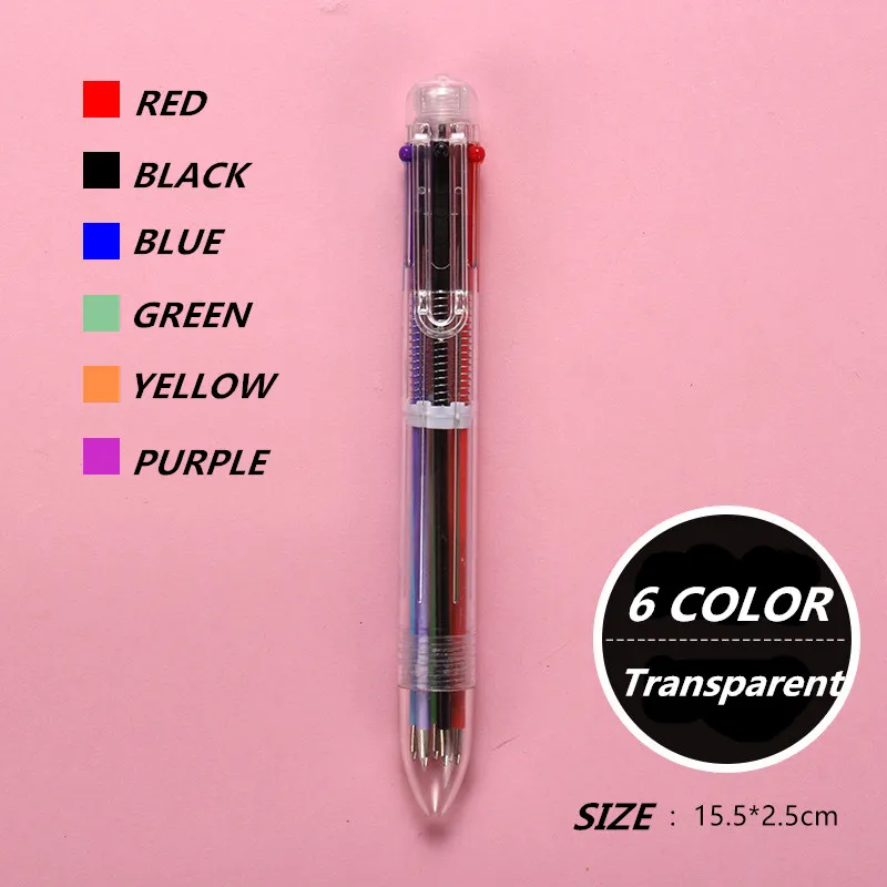 

Cheap 2pcs 6 Color Ballpoint Pen Cute Korean Japanese Stationery Transparent 0.7mm Push Marker Pen for Children School Supplies