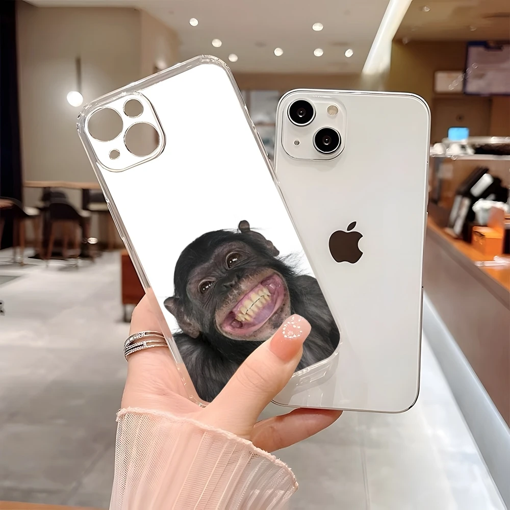 Чехол для телефона с принтом обезьяны 15 Pro Max iphone 14 Plus 11 12 13 Mini 7 8 X XR XS SE прозрачный