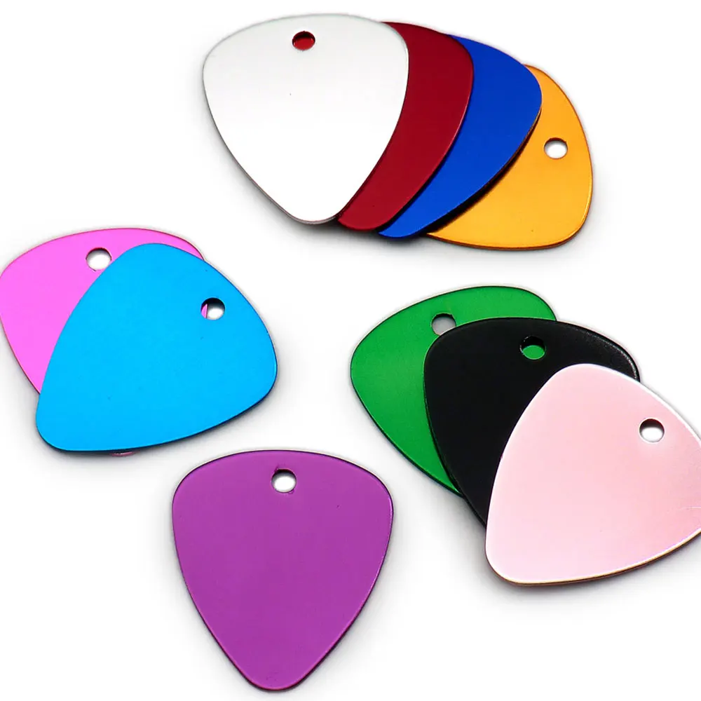 

Wholesale 100pcs Piano Pick Tag Dog ID Tag Aluminum For Dog Name Plate Custom Engraved Pet ID Tags Customized Custom Engraved