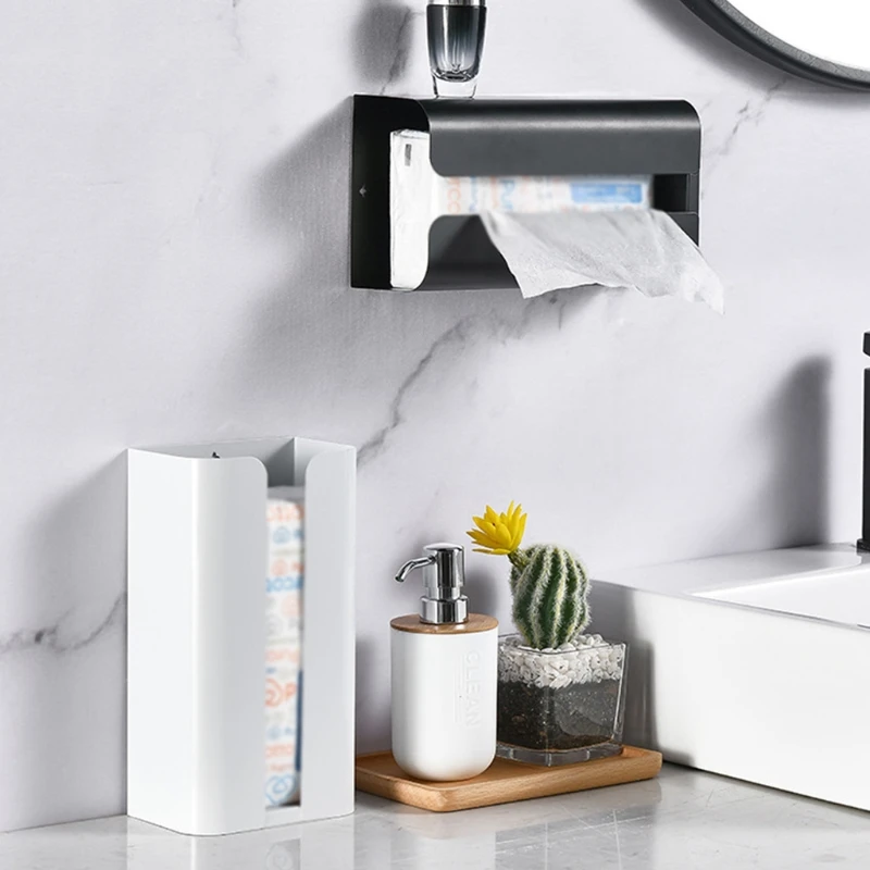 

Paper Towel Holder Wall Mount Under Cabinet Carbon Steel Adhesive Paper Towels Dispenser Paper Towel Rack for Kitchen B03E
