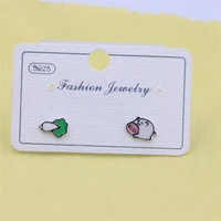 zfsilver s925 sterling silver fashion design cute fresh pig asymmetric cabbage stud earrings jewelry for women charm party girl