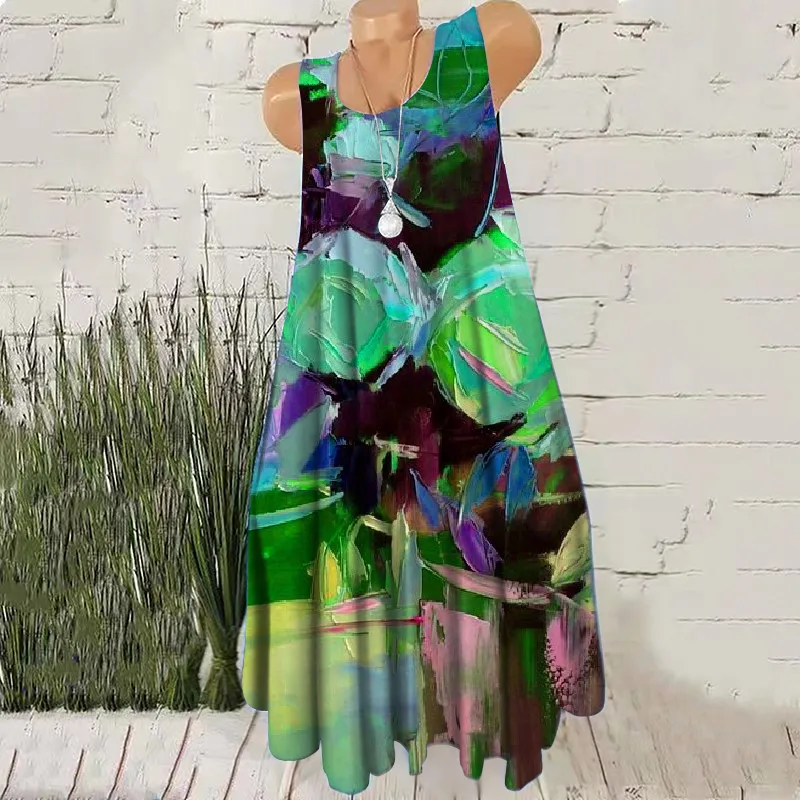 Женское мини-платье с 3D-принтом летнее Повседневное платье оверсайз без рукавов