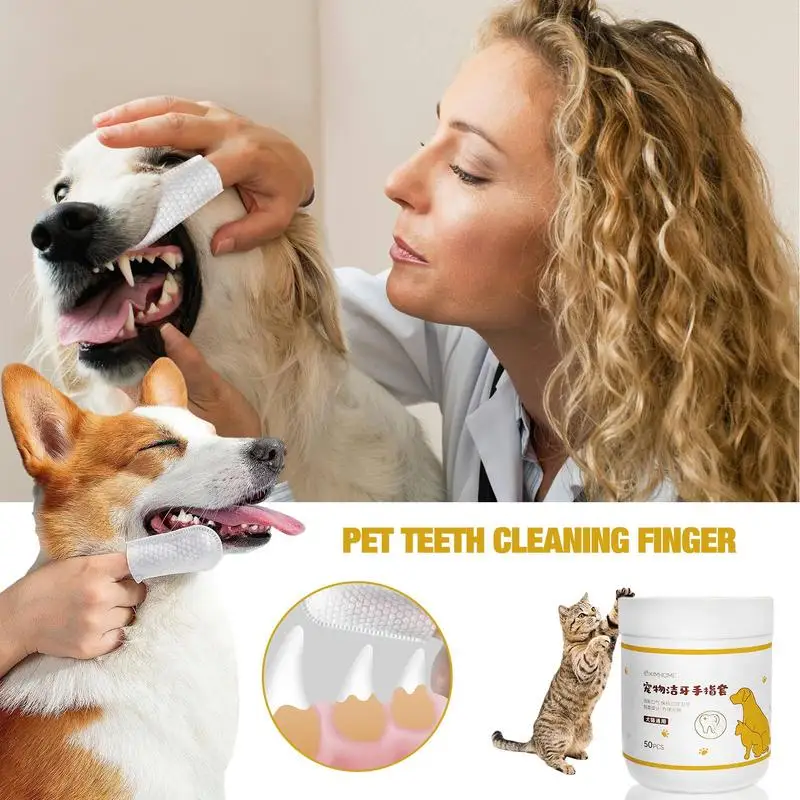 

50 шт., одноразовые влажные салфетки для чистки зубов домашних животных