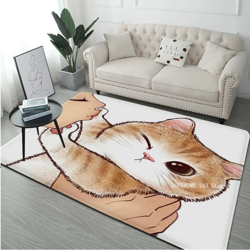 

Lovely Cat Bath Kitchen Entrance Door Mat Coral Velvet Carpet Doormat Colorful Indoor Floor Mats Anti-Slip Rug Home Decor