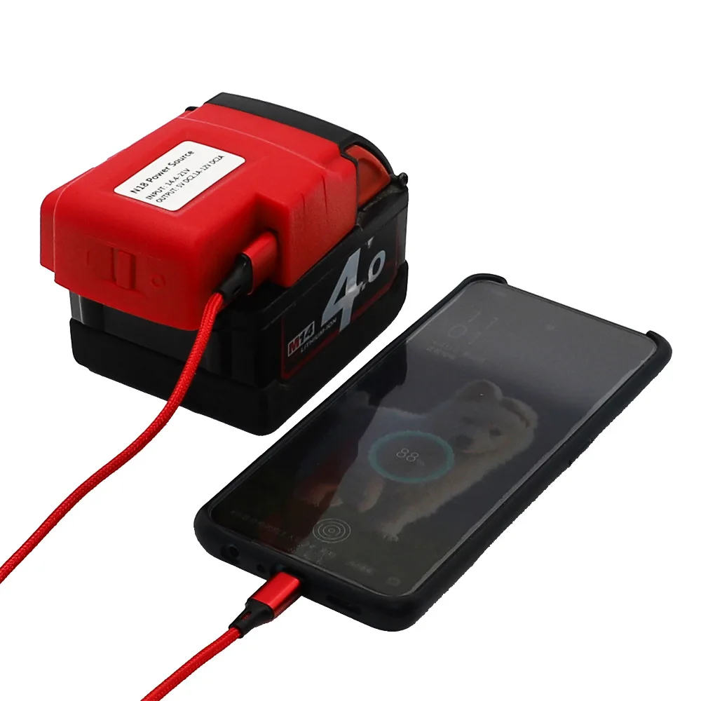 DC 12V USB Ports Battery Charger Adapter Power Source for Milwaukee 49-24-2371 M18 Battery