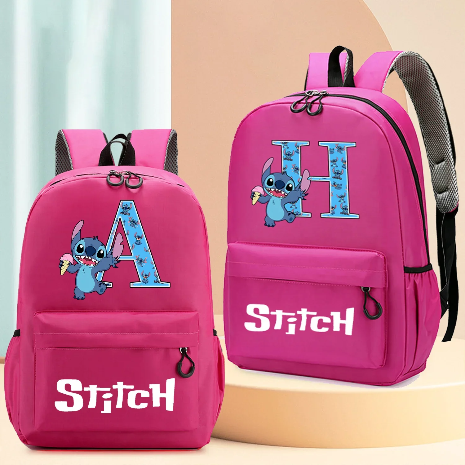 Школьный рюкзак Ститч для девочек диснеевских цветов ранцевый на молнии