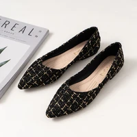 hot women pointed toe plaid flats woman ballerina loafers soft bottom lattices moccasins femme plus size 4042 shoes