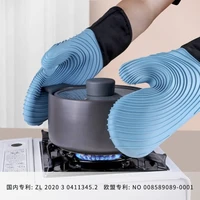 kitchen silicone oven gloves insulation non slip cotton insulation long gloves microwave baking gloves