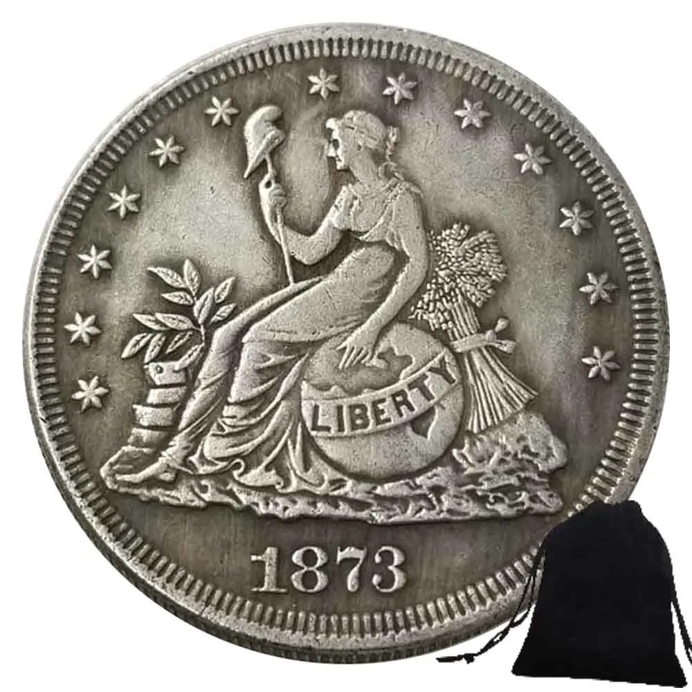 

1873 Luxury Liberty One-Dollar US Art Coins America Funny Pocket Coin Commemorative Morgan Dollar Coin Good Lucky Coin+Gift Bag