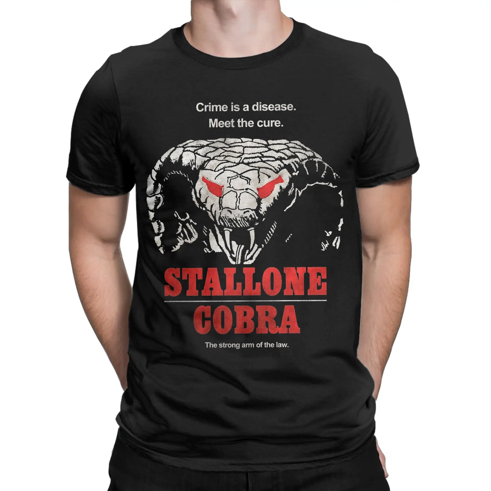 Фото Мужские футболки Stallones Cobra Movie Hipster из чистого хлопка, футболка с короткими рукавами, одежда с круглым вырезом, большие размеры №2