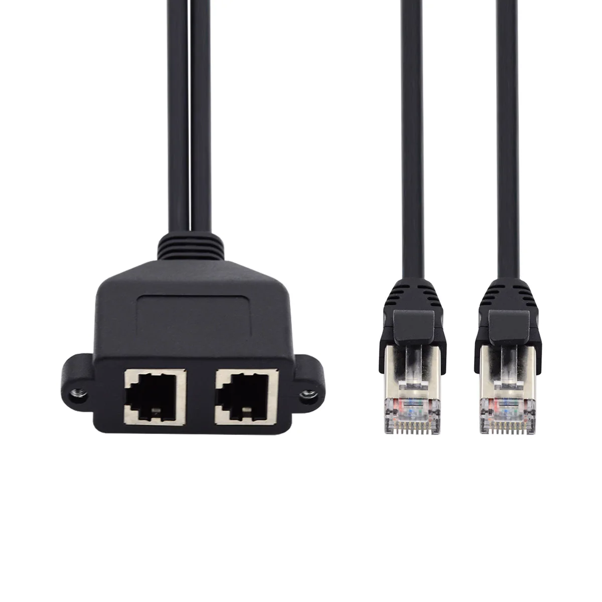 

Dual Ports UTP Cat6 8P8C FTP STP with Panel Mount Holes Male to Female Lan Ethernet Network Extension Cable