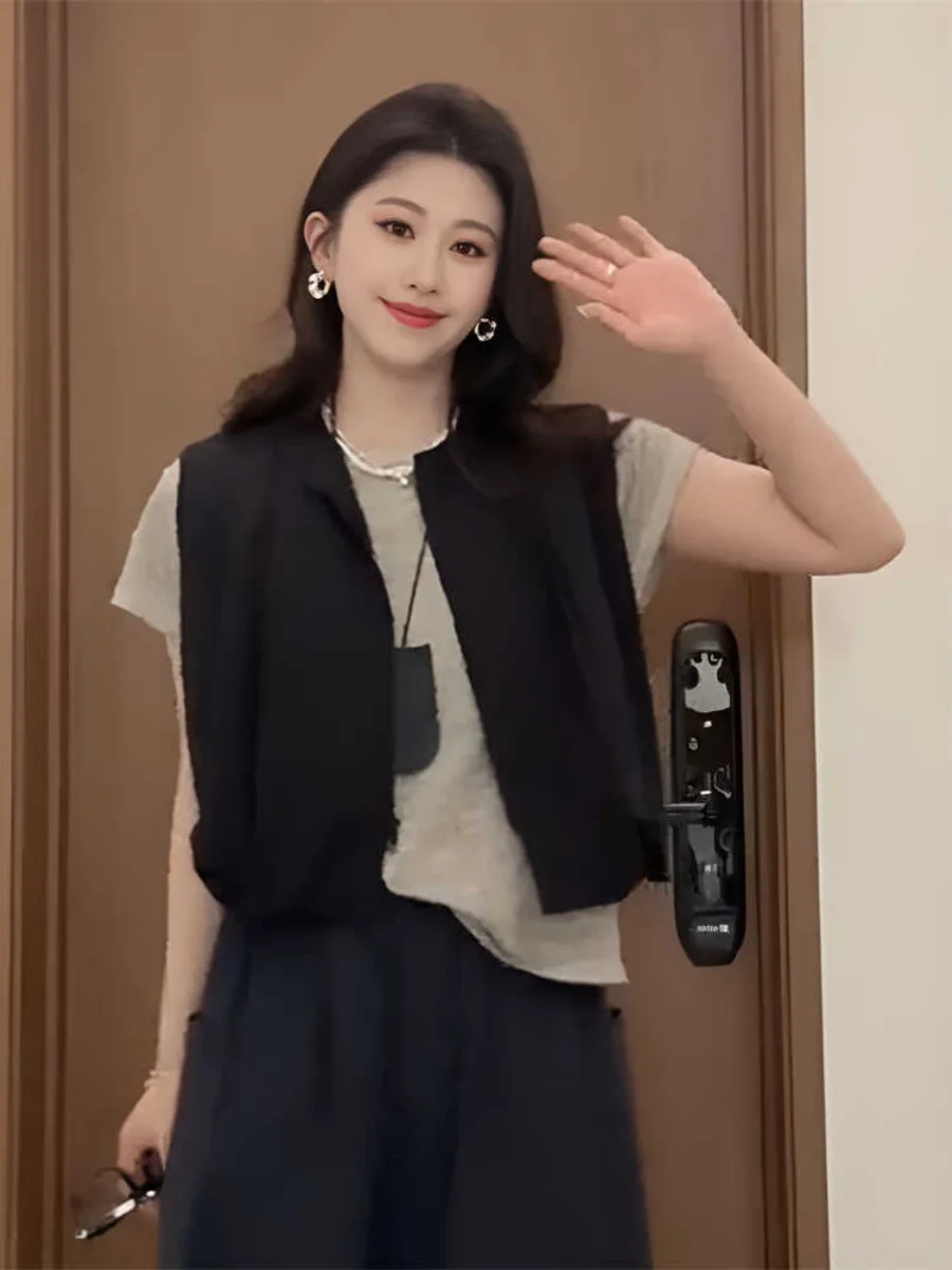 Гонконг Sle модный короткий жилет уменьшающий возраст женский топ лето 2023