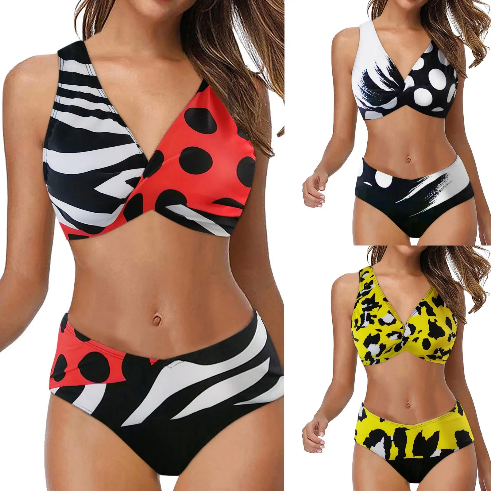

Plus Size Bikini Women 2022 Push Up Padded Bra Sexy Two-piece Swimsuit Female High Waist Bikini Set Brazilian Bathing Suit Print