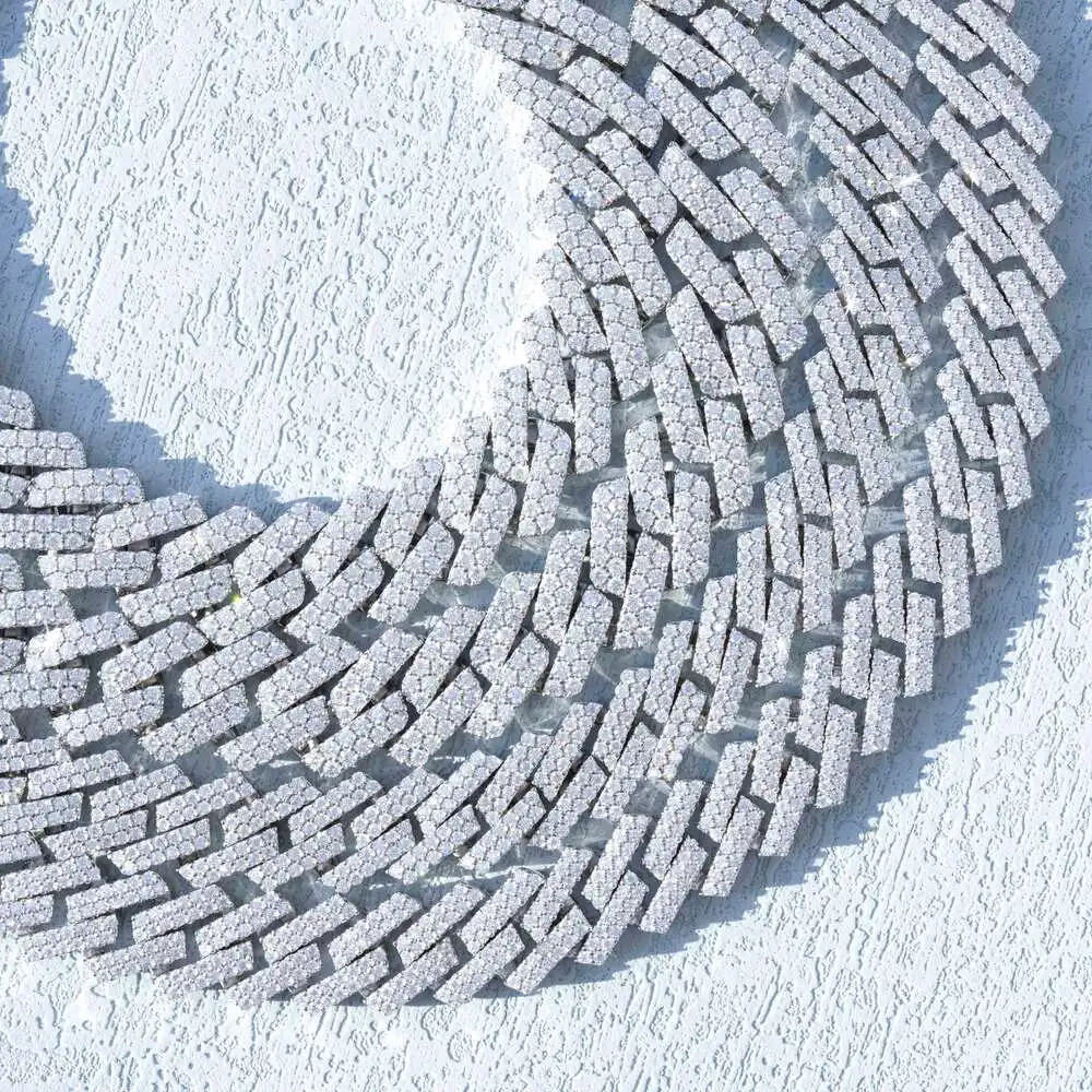 Женское ожерелье из серебра 925 пробы с муассанитом 12 мм 13 14 15 16 18 ширина в два ряда