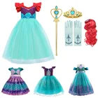 Детский Костюм Русалки Ариэль для девочек, маскарадный костюм принцессы, на Хэллоуин, карнавал, день рождения вечерние Одежда для вечеринки