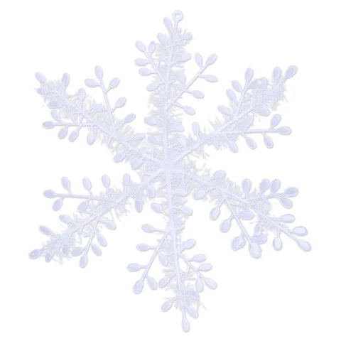 12pcs Snowflake Ornaments Plastic Glitter Snow Flakes Ornaments