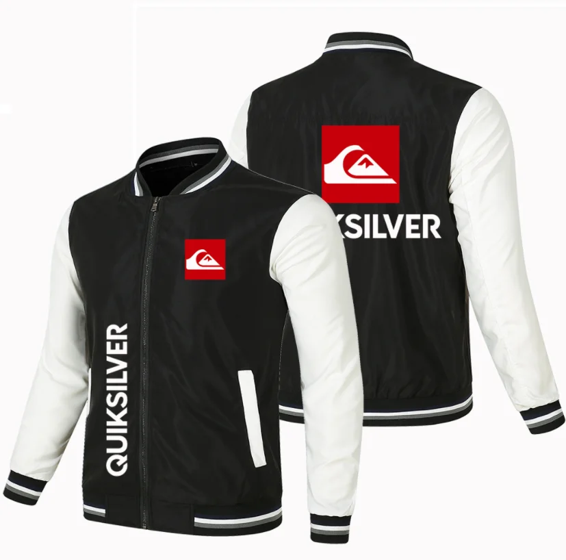 

Новинка 2023, бейсбольная куртка на весну и осень, флисовая хлопковая приталенная куртка Quiksilver с логотипом автомобиля, модная Толстовка в сти...