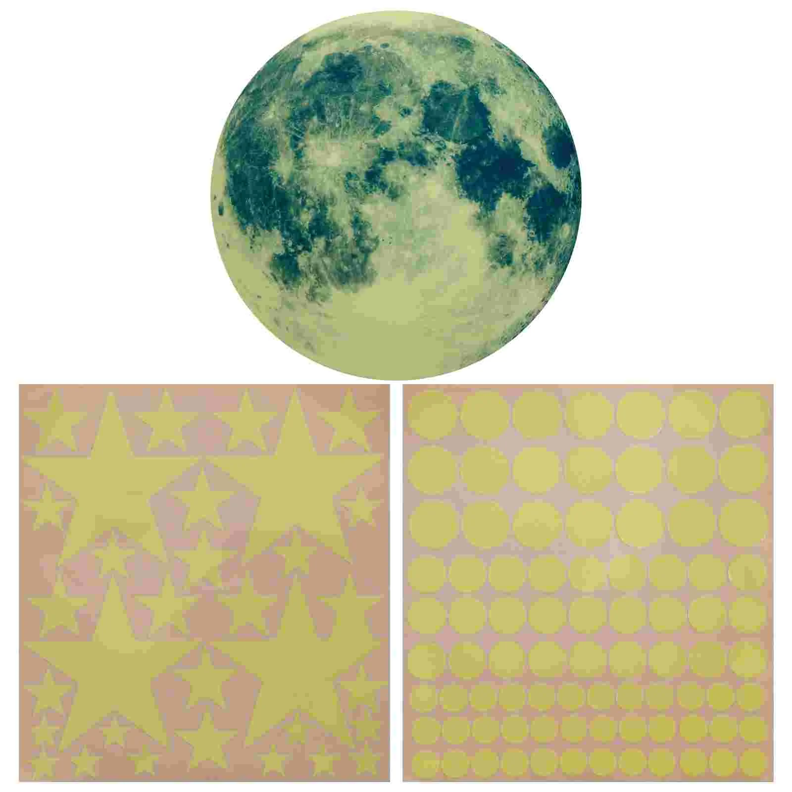 

Wall Stickers Glow Decalsdark The Glowing Moon Stars Luminous Ceiling Sticker Kids Room Star Dot Decor Nursery Mural Galaxy