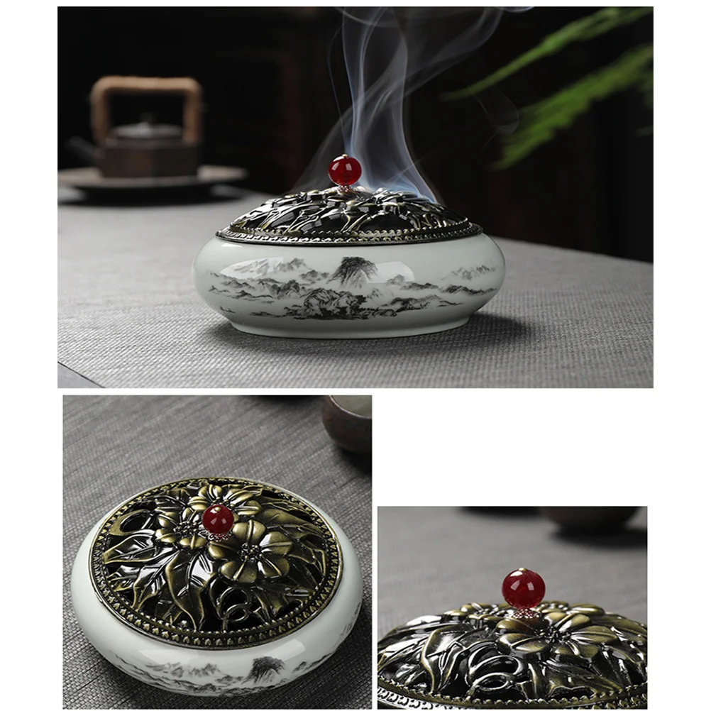 

1 шт., керамическая подставка для благовоний с крышкой