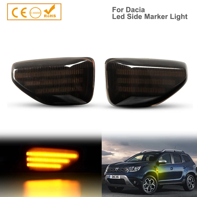 

2x Dynamic LED Side Marker Turn Signal Light For Dacia Logan II 2012 Sandero II 2012 Duster 2018 Amber Indicator Repeater Lamp