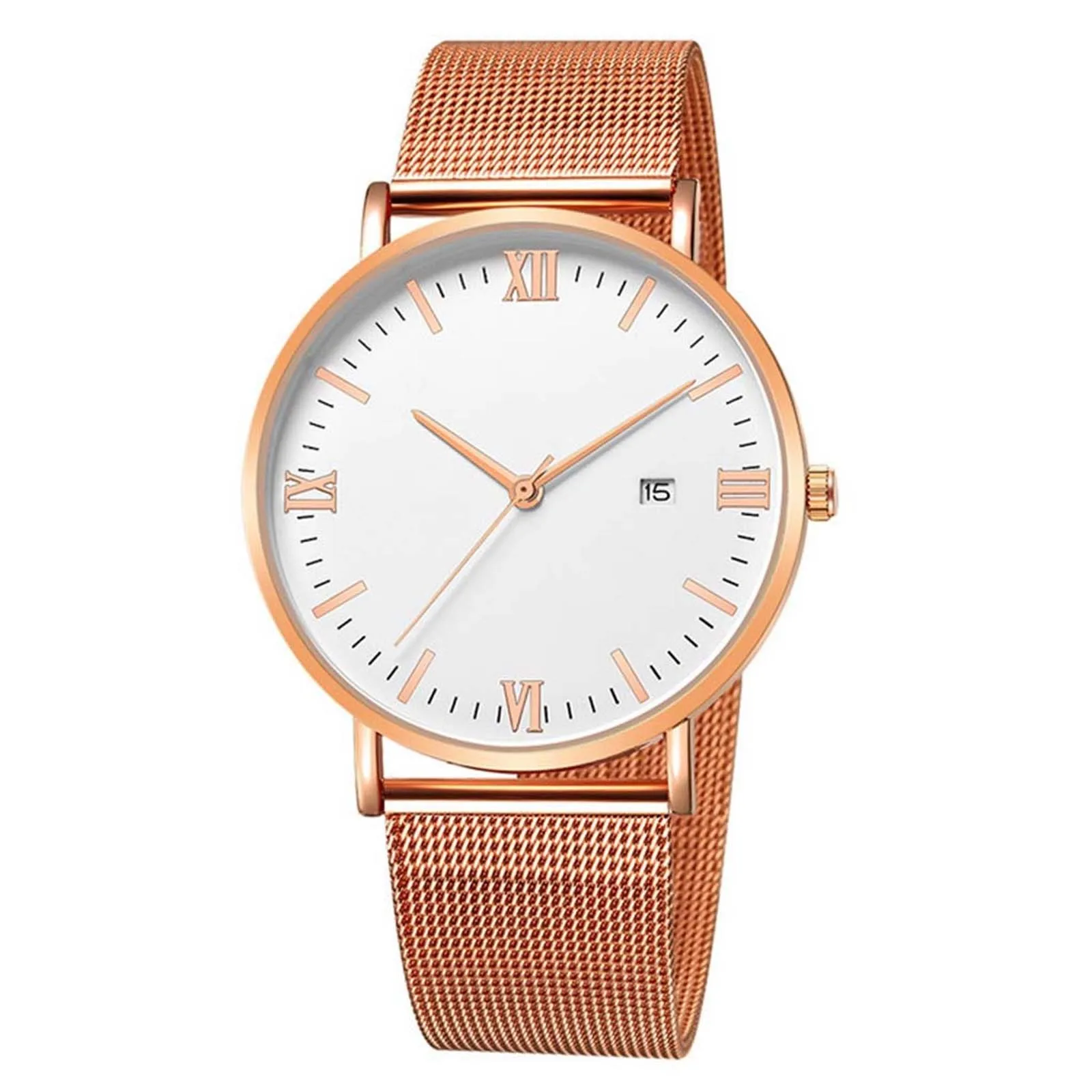 

Luxury Fashion Stainless Steel Mesh Belt Watch Mens Quartz Calendar Watches Casual Bracele Watch Wristwatch RelóGio Feminino