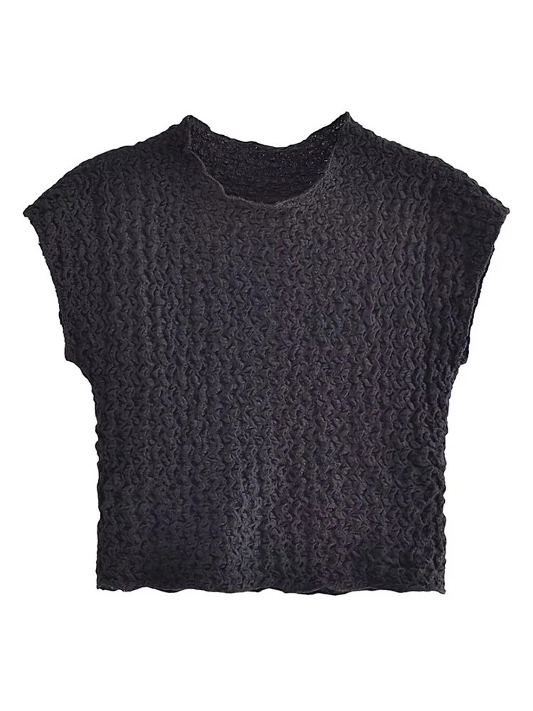 

2023 Womens New Casual Merodi Knitted Pullover Black Tops Girls O-Neck Sleeveless Sweaters Summer Chic Lady White Tops