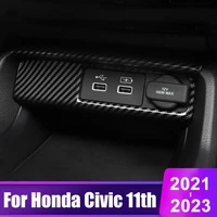 for honda civic 11th gen 2021 2022 2023 abs carbon fiber car accessories interior central control usb port trim frame cover
