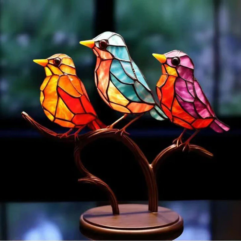

Painted bird branch decoration Double Sided Colorful Birds Series Animals Shape Iron Art Craft Home Decorations