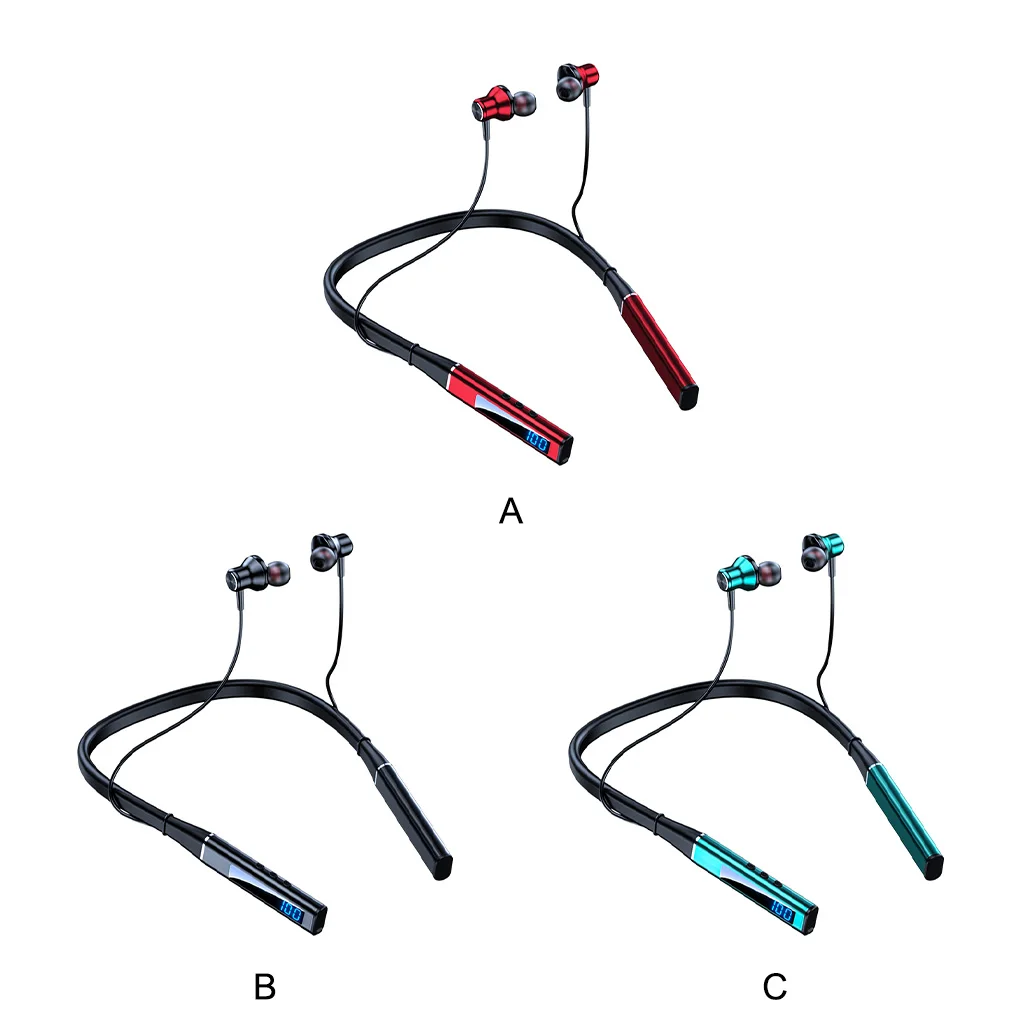 

Earbuds Neckband Bluetooth-compatible Rechargeable Music Earphone LED Digital Waterproof Memory Card Headset Green