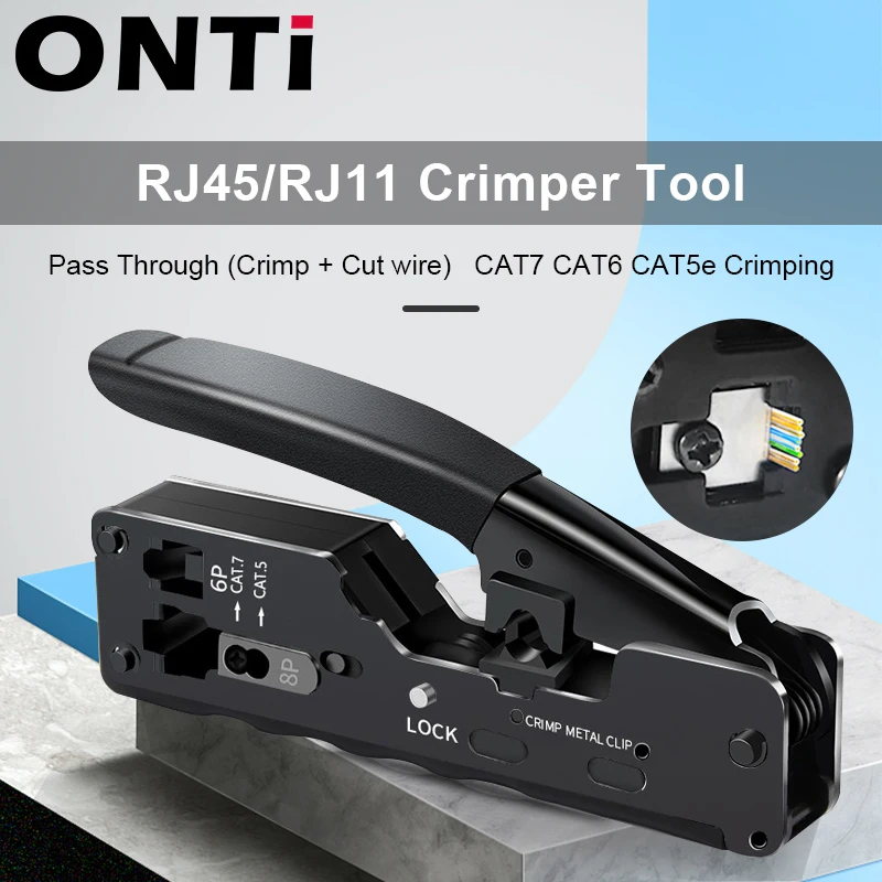 ONTi rj45 щипцы CAT7 обжимной инструмент для прохода через RJ11 RJ 45 Модульные вилки CAT6 CAT5E