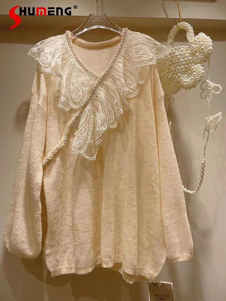 

Женский Осенний вязаный пуловер с V-образным вырезом и длинным рукавом