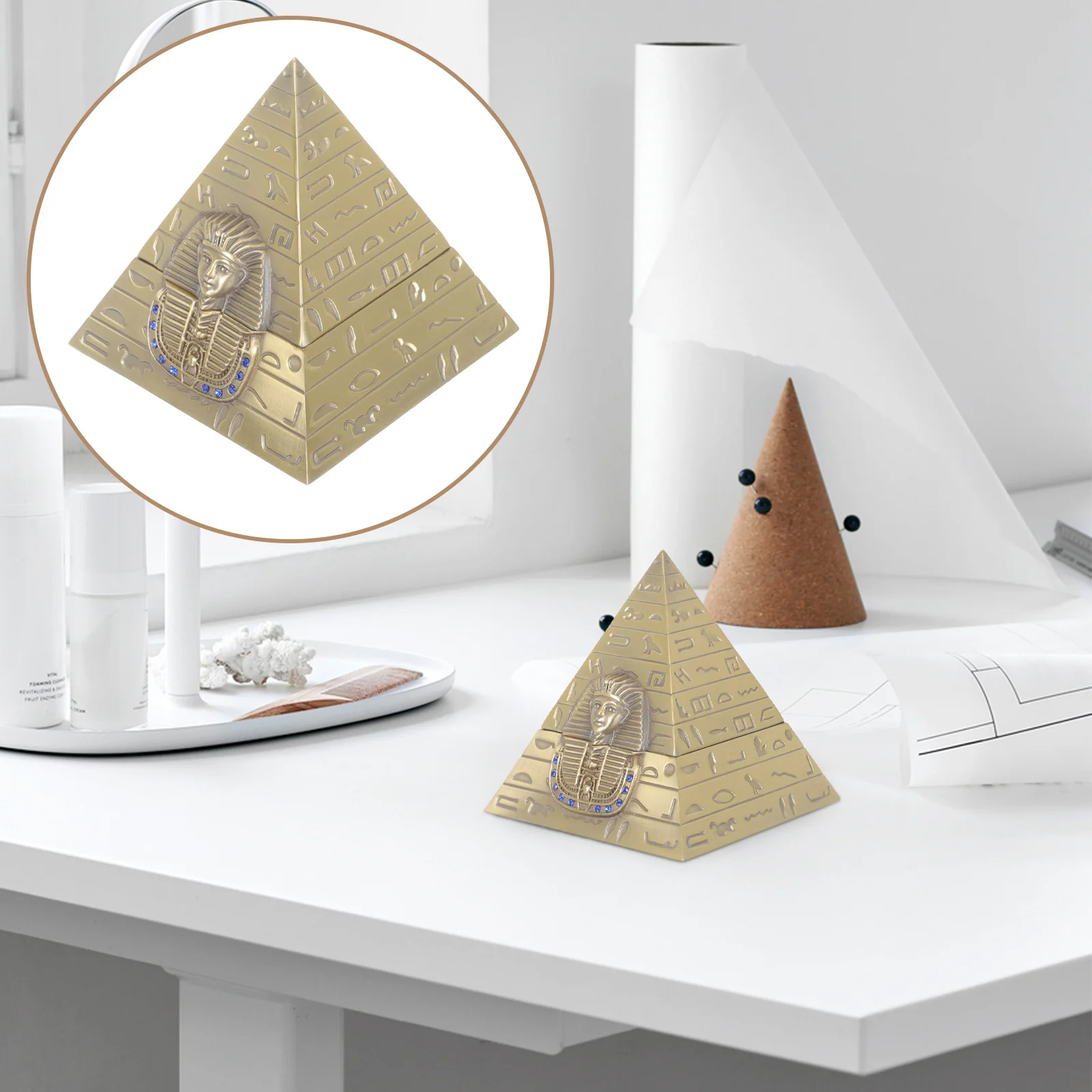 

Pyramid Shape Jewelry Box Pyramid Statue Jewelry Container Desktop Pyramid Figurine Decoration