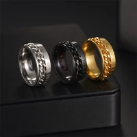 stainless steel rotatable chain ring 2022 new business mens letter high quality ring european and american simple jewelry