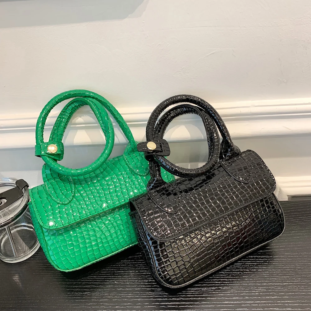 

Fashion Vintage Alligator Pattern Leather Shoulder Underarm Bag for Women Female Purse Handbag Top-handle Candy Small Clutch