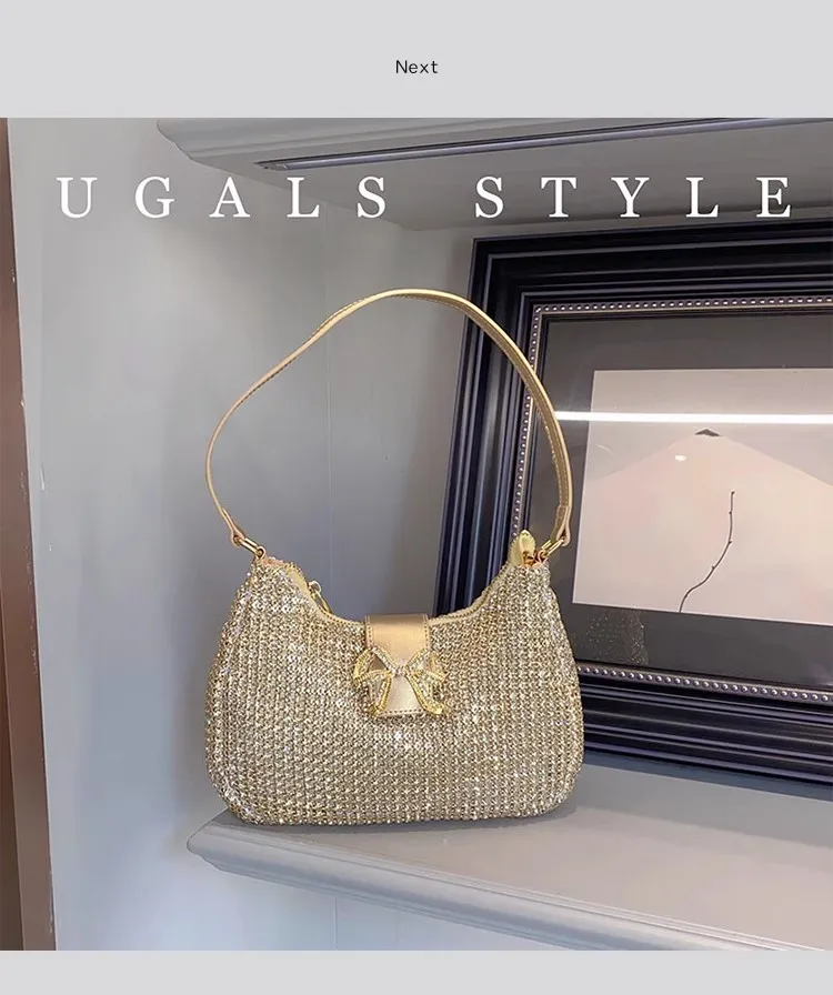 Женская Блестящая вечерняя сумка-клатч с бриллиантами