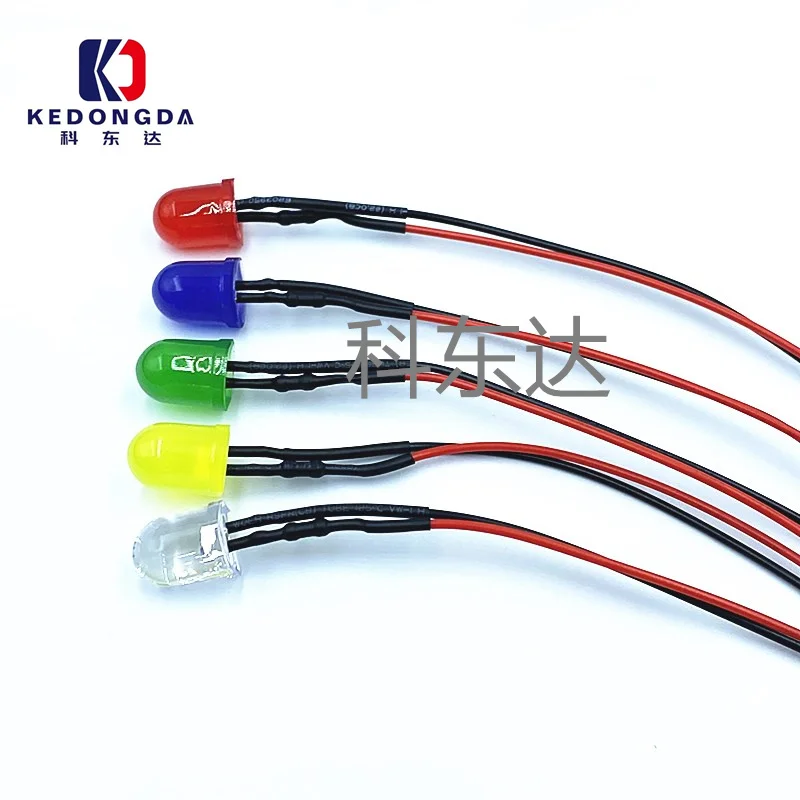 

10PCS 8mm LED lamp bead Ultra bright signal indicator with line 20CM