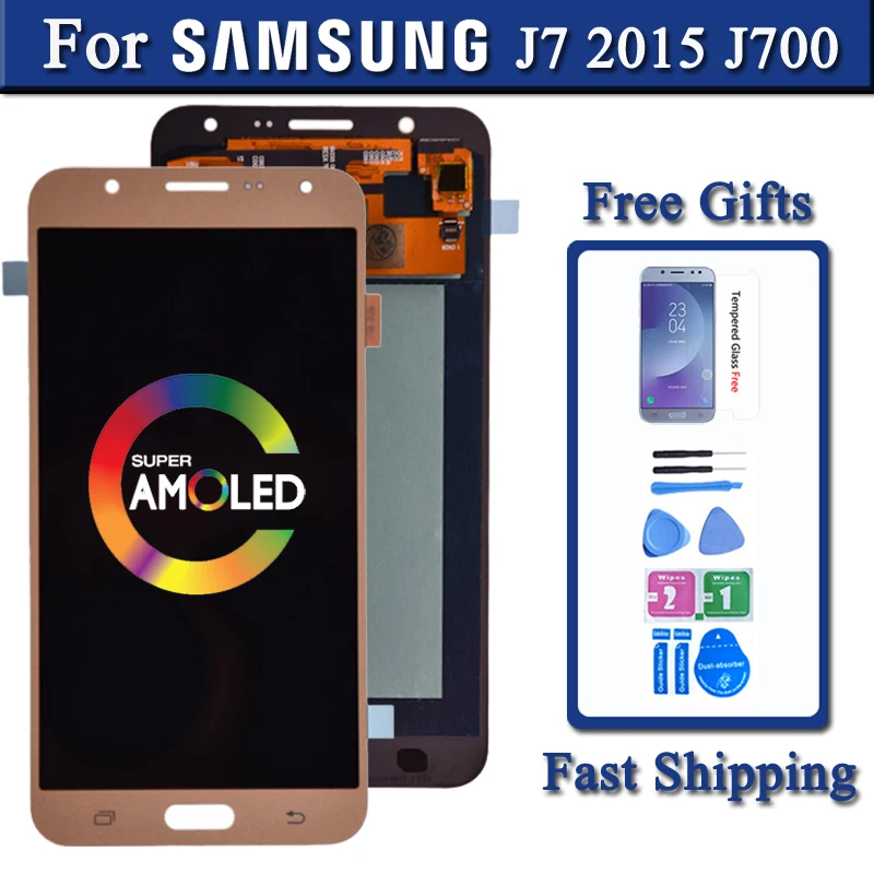 Супер AMOLED для Samsung Galaxy J7 2015 J700 J700F J700H J700M ЖК-дисплей с цифровым преобразователем