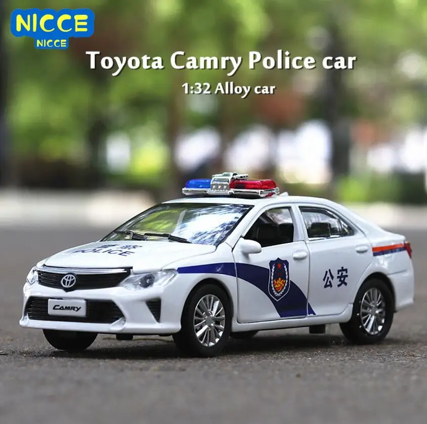 

Nicce 1:32 TOYOTA Camry Police Car Diecast Alloy Model Toy Vehicle Pull Back Sound Light Car Toys Gift for Children Kids A166