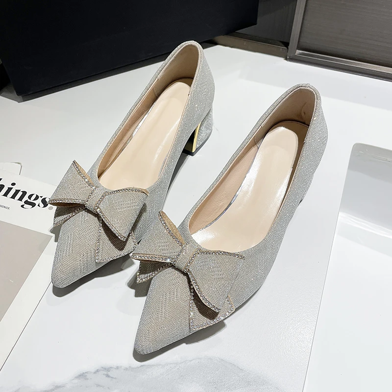 

Туфли-лодочки женские на низком каблуке, дышащие, с бантом, Повседневная Уличная обувь для работы, лето 2023