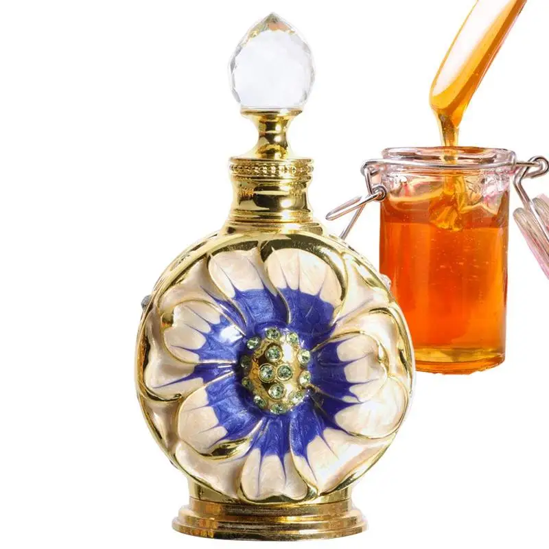 

Antique Perfume Bottle Essential Oil Glass Metal Flower Perfume Bottle Essence Oil Bottle Home Decor 12ml Empty Fragrance Bottle