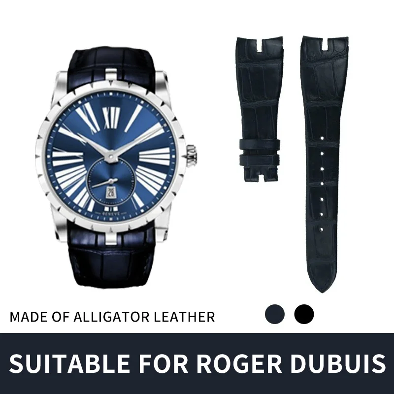 ДЛЯ ROGER DUBUIS КОЖАНЫЙ РЕМЕНЬ ЧАСОВ АЛИГАТОРА