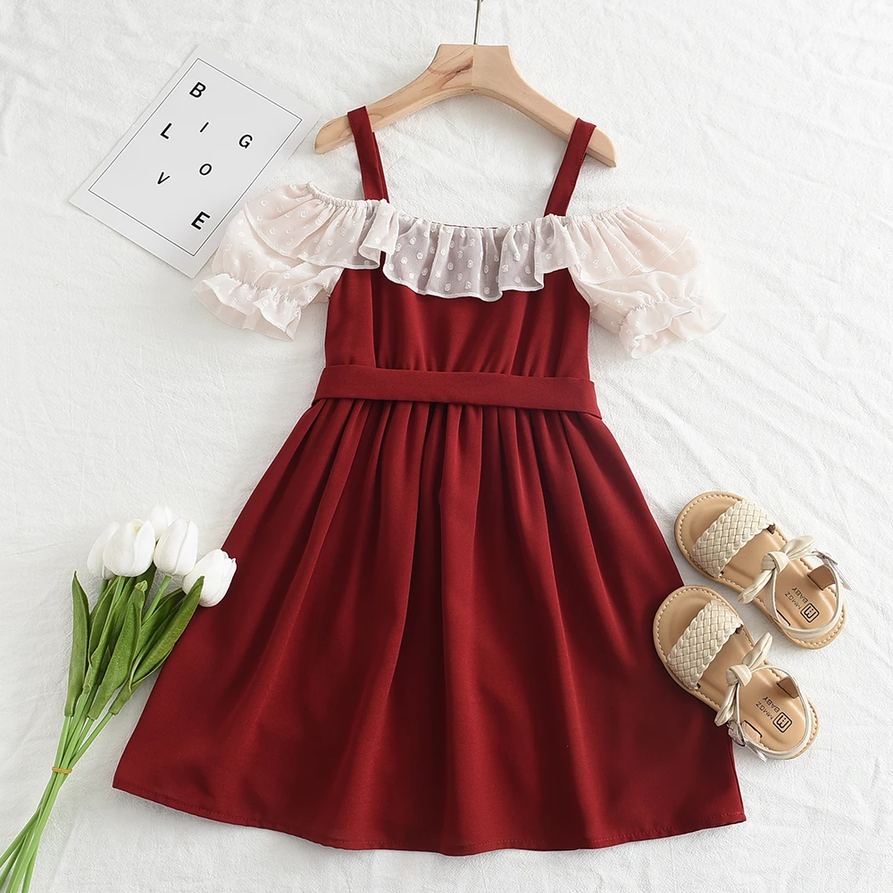 Летнее платье для девочек с открытыми плечами