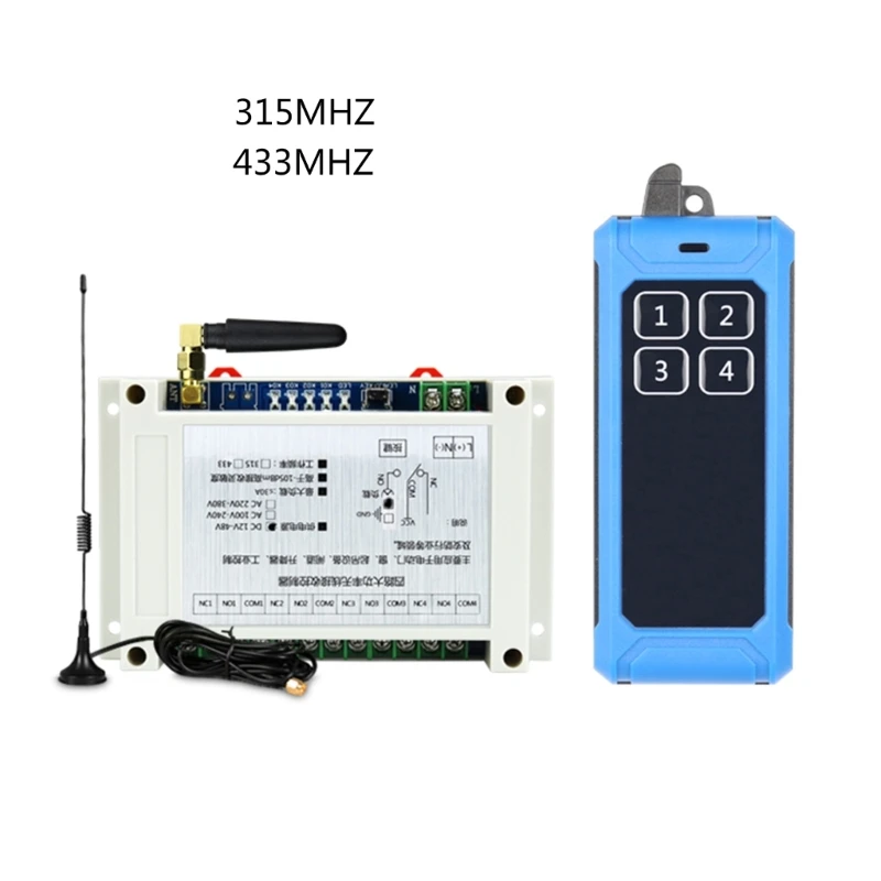 

315Mhz 433Mhz 85V-380V Four Channel Relay Module Receiver Wireless Remote Control Switch for Dc Motor DIY