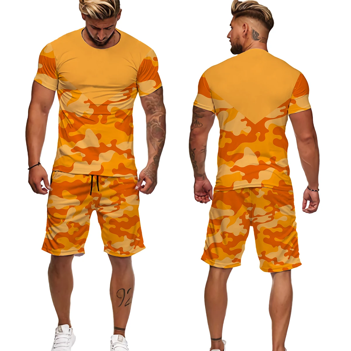 Tracksuit Short Sleeve 3D Men's Camouflage Set Summer Two-Piece Sportswear Men Oversized Clothing T-shirt Shorts Suit
